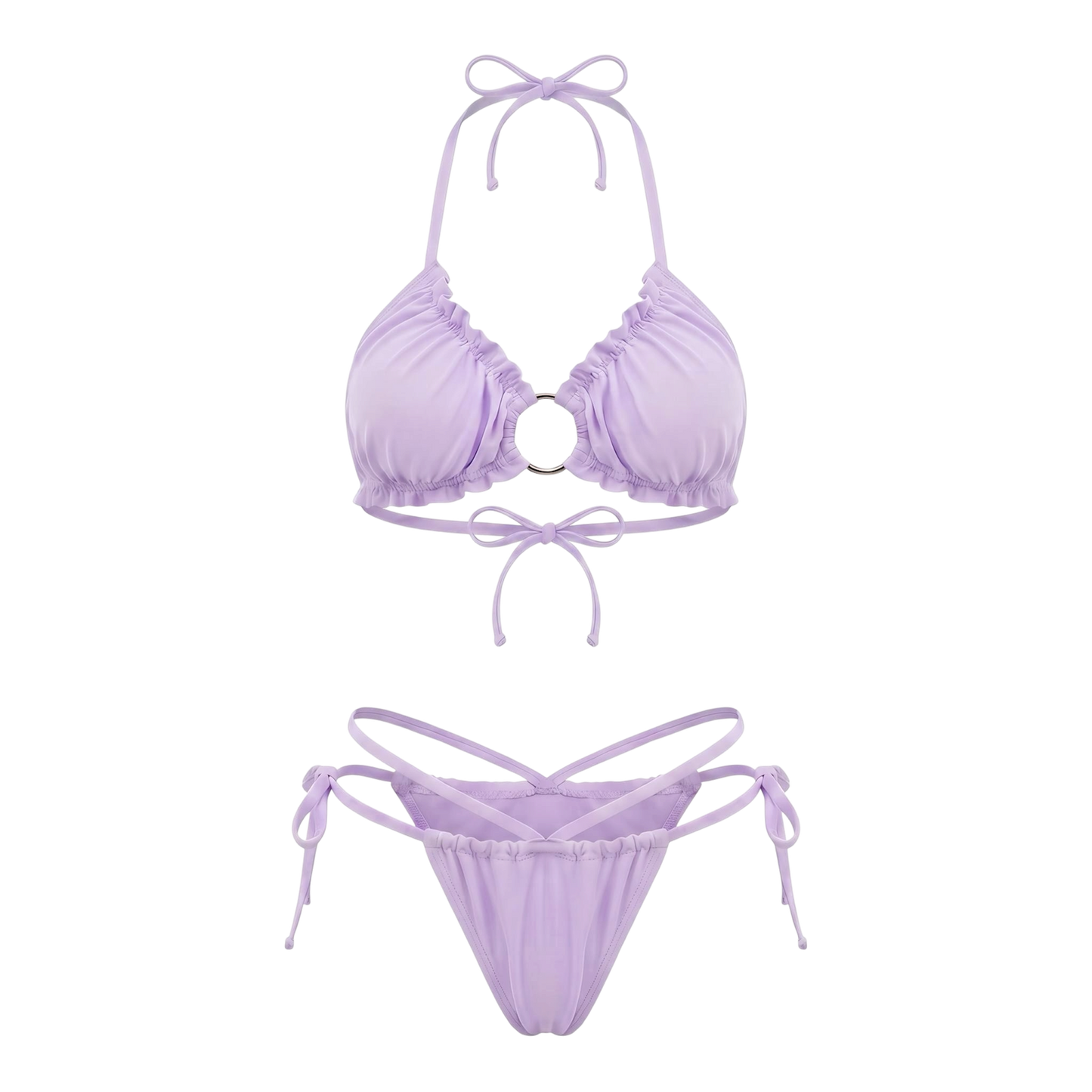 Violetta Seashell Ruched Micro Thong Bikini Set