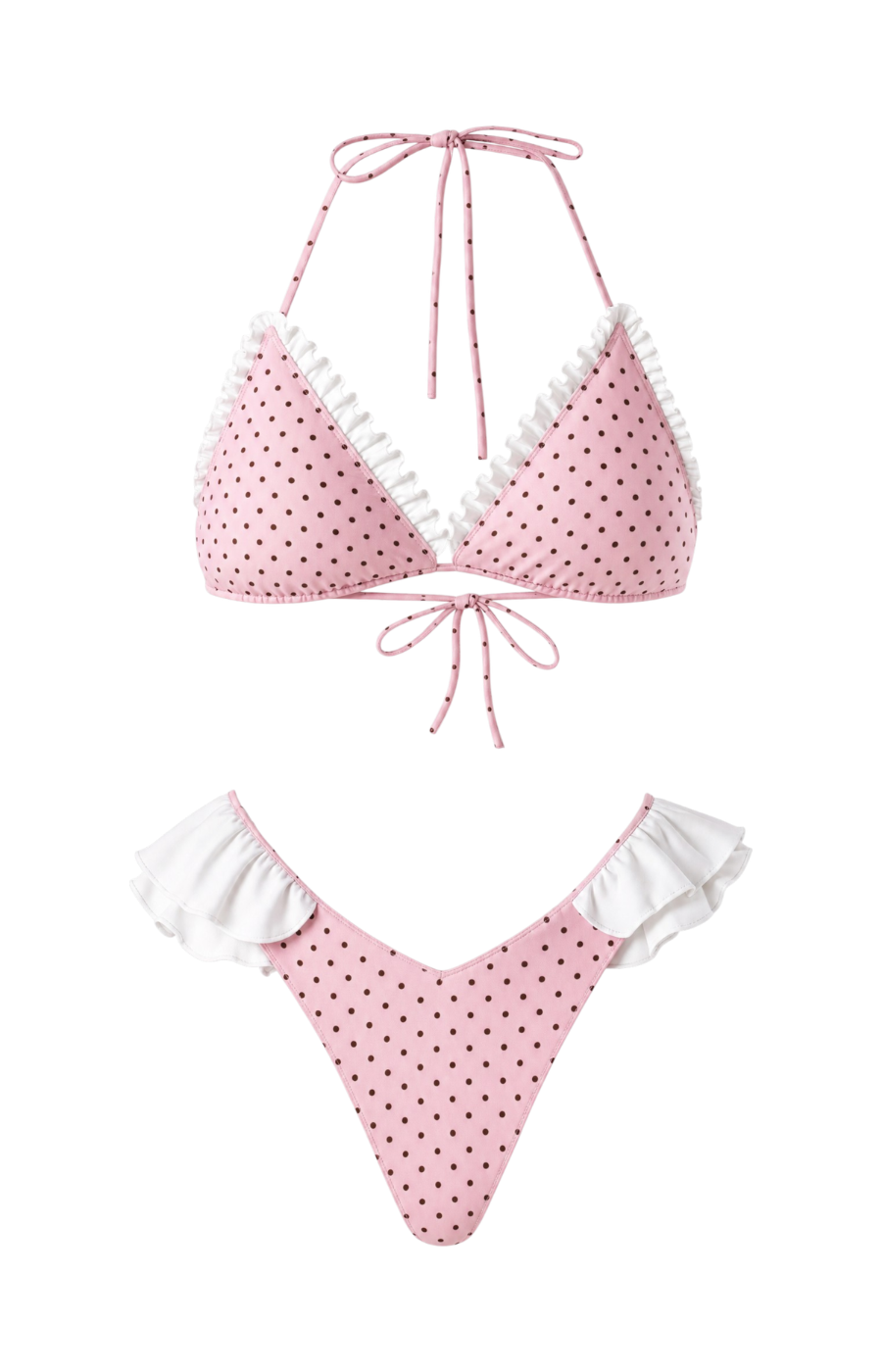 Strawberry Skies – Polka Pink Dot Ruffle Bikini Set (NEW) Pre-order