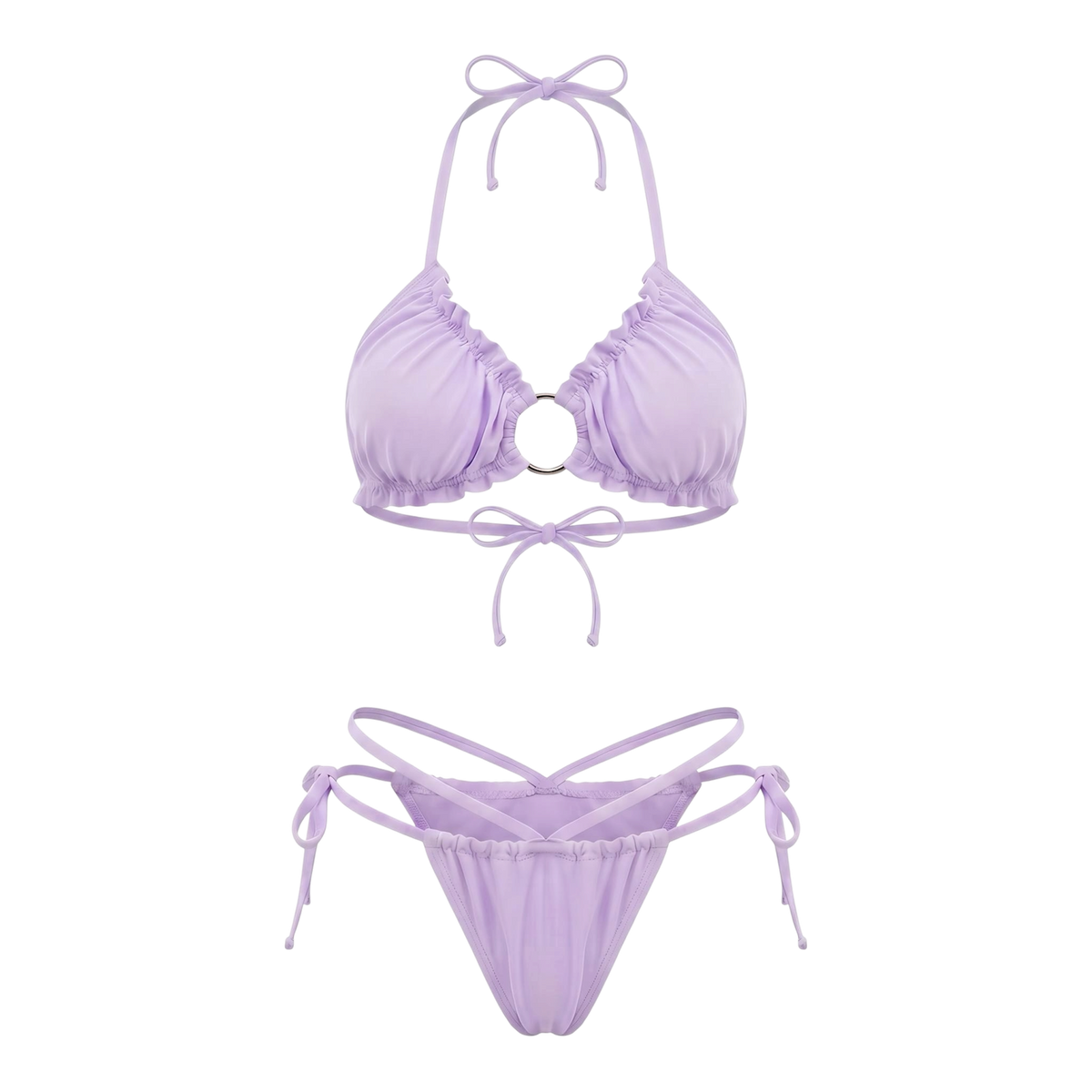 Violetta Seashell Ruched Micro Thong Bikini Set
